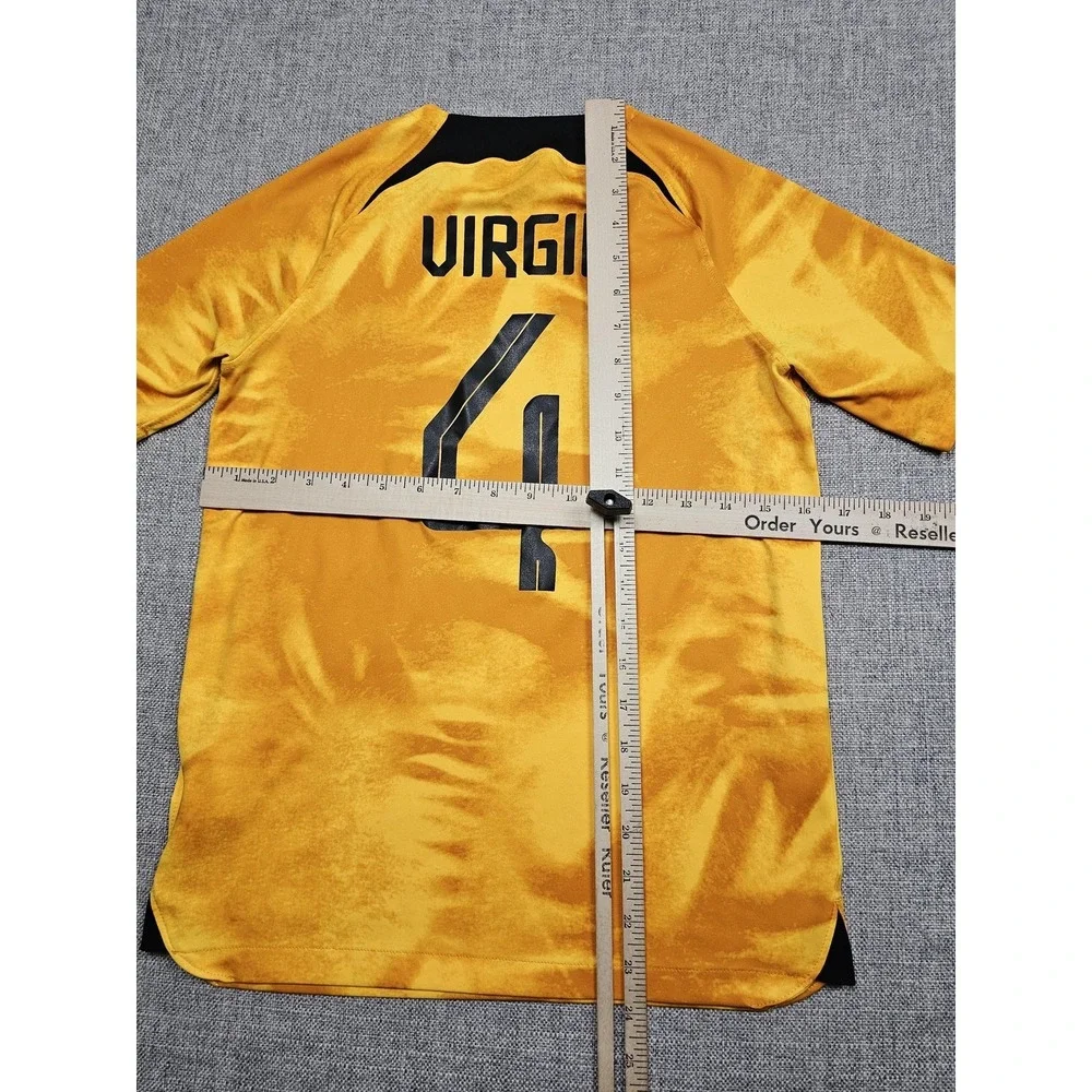 Netherlands National Team Jersey Boys Large Gold Nike Dri Fit Soccer Virgil 4